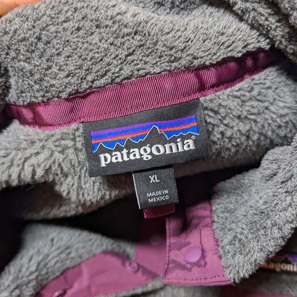Patagonia Gray Purple Re-Tool Snap-T Fleece Pullover Kangaroo Pocket XL - Picture 4 of 7